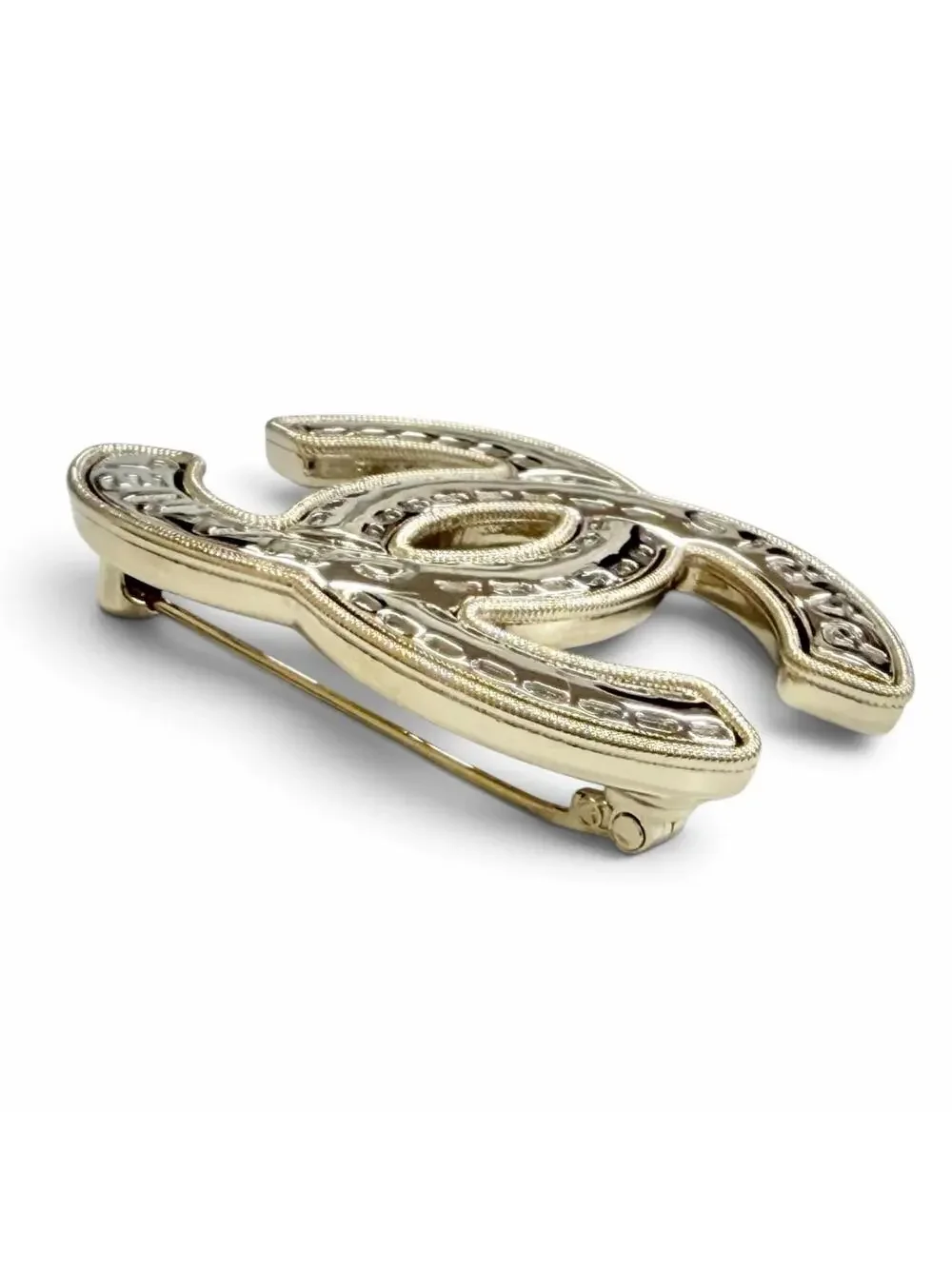 Chanel Cc Logo Brooch Sterling Silver #357879C11B